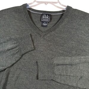 JOS A BANK TRAVELER V NECK MERINO WOOL SWEATER MEN XL DARK GREEN